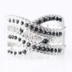 Cover Your Tracks Black Rhinestone Ring