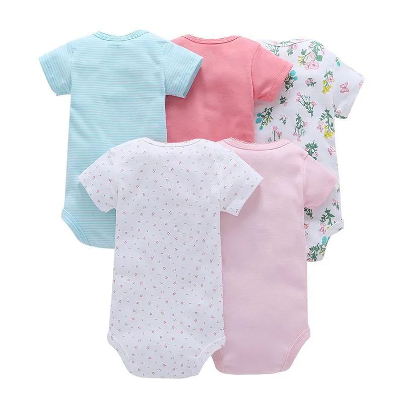 Cute Pink Rompers for Baby Girl  - 5 Piece Set