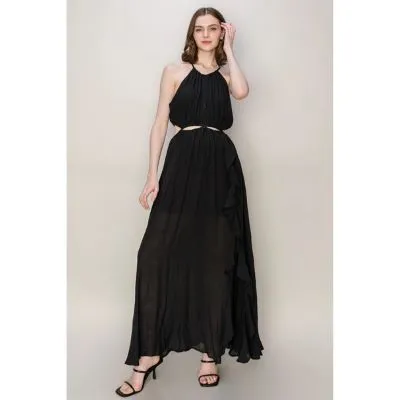 Cutout Halter Maxi Dress