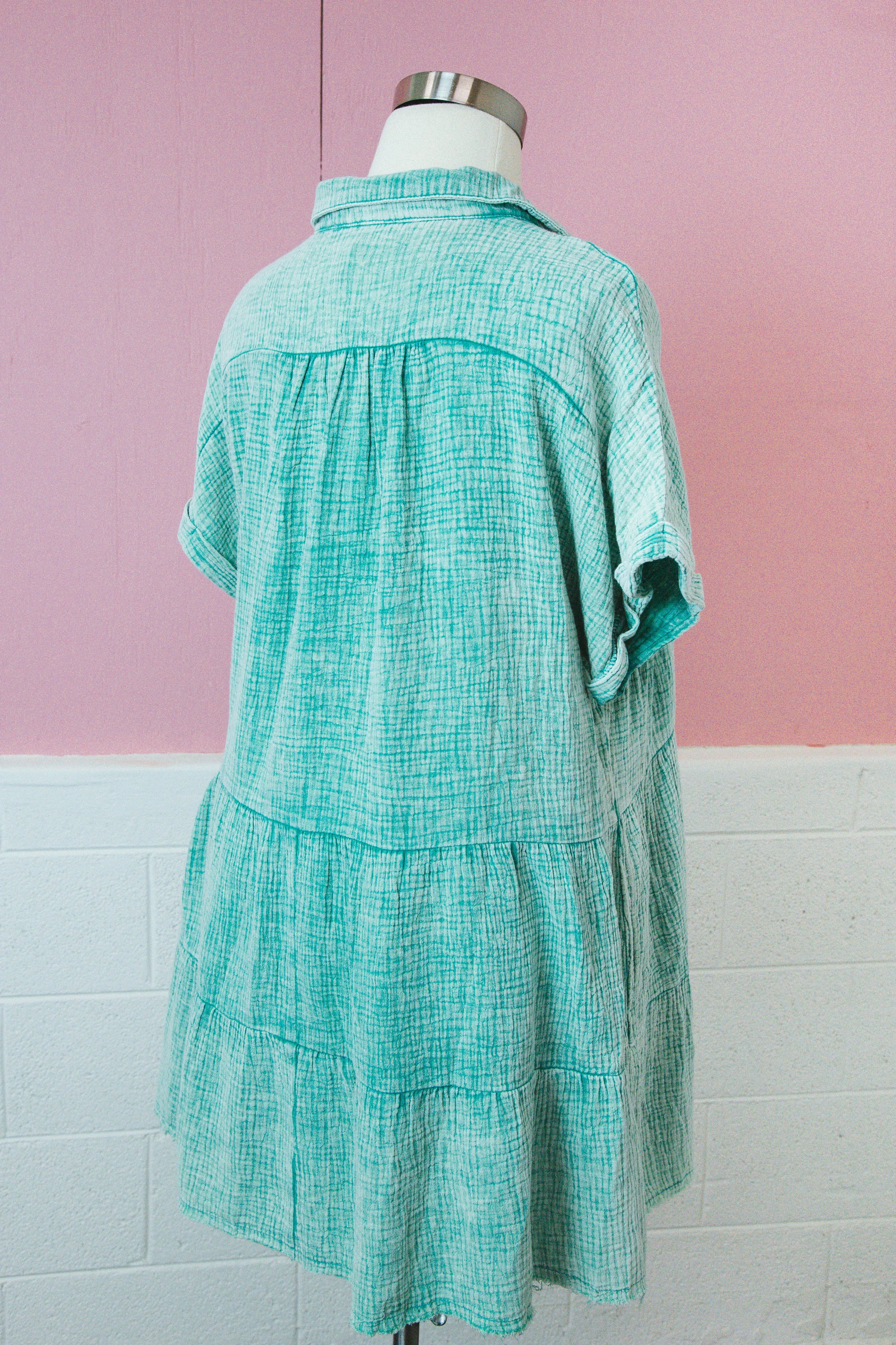 Dalis Tiered Gauze Dress, Jade Green | Plus Size