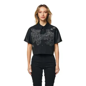 Embroidery Button Down Shirt - Black