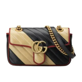 Gucci Marmont Gg 2.0 Mini Pattern Black Leather Shoulder Bag