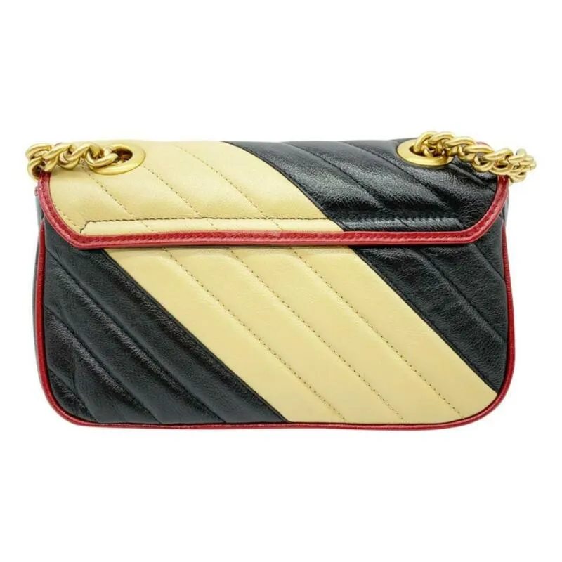 Gucci Marmont Gg 2.0 Mini Pattern Black Leather Shoulder Bag