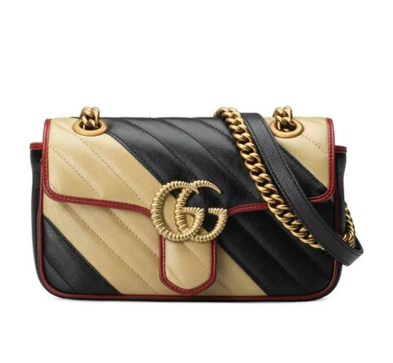 Gucci Marmont Gg 2.0 Mini Pattern Black Leather Shoulder Bag