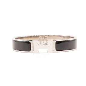 Hermès Black Enamel Wide Clic Clac Pm Bracelet