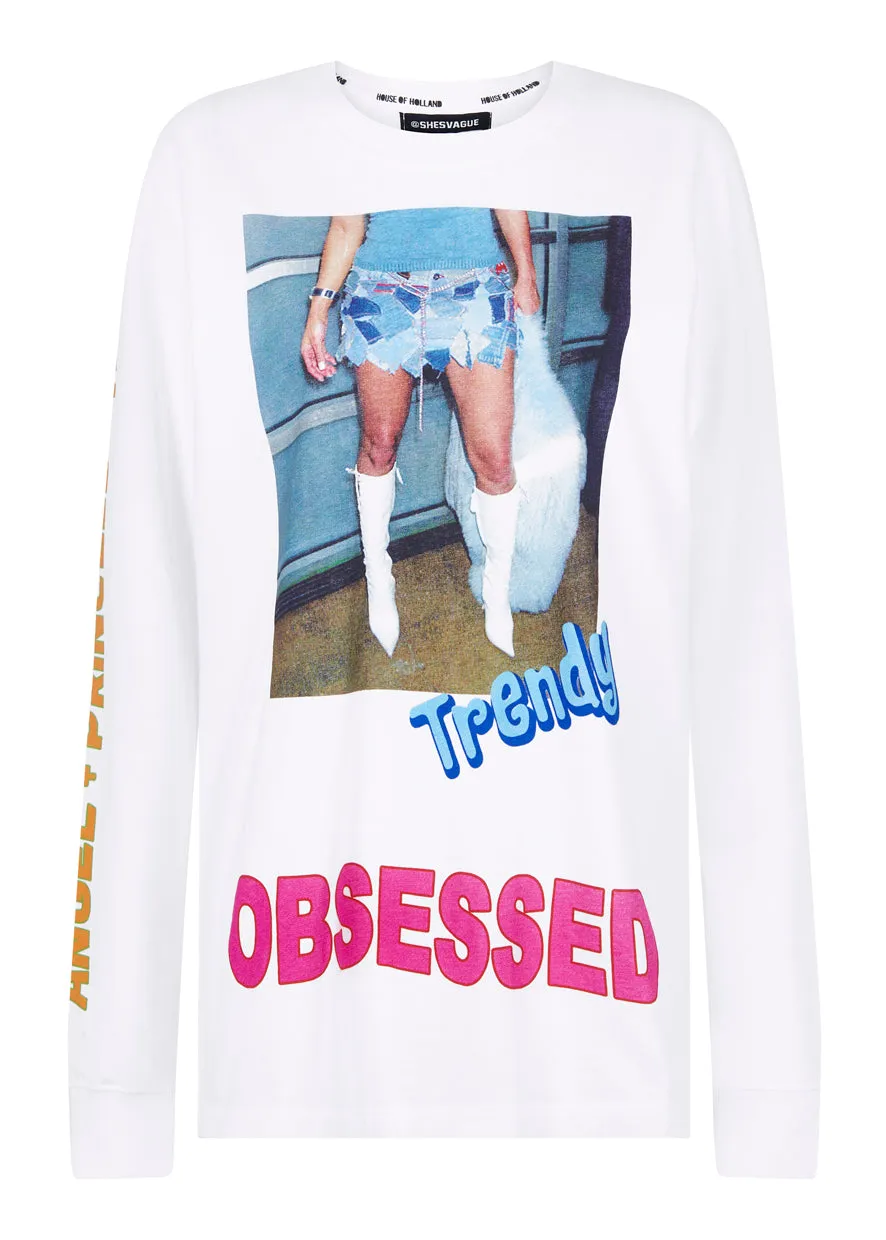 House of Holland @shesvague 'Obsessed' White Long Sleeve Tee