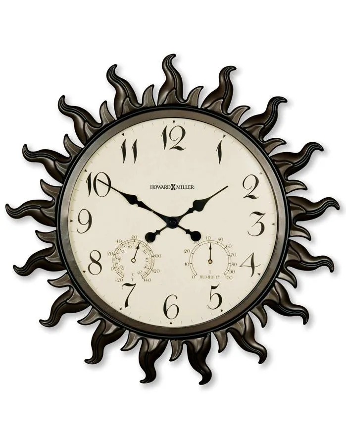 Howard Miller Sunburst II Indoor / Outdoor Wall Clock - Thermometer - Humidity