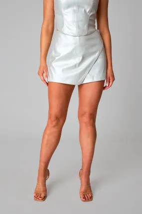 John Vegan Leather Envelope Skort - Silver