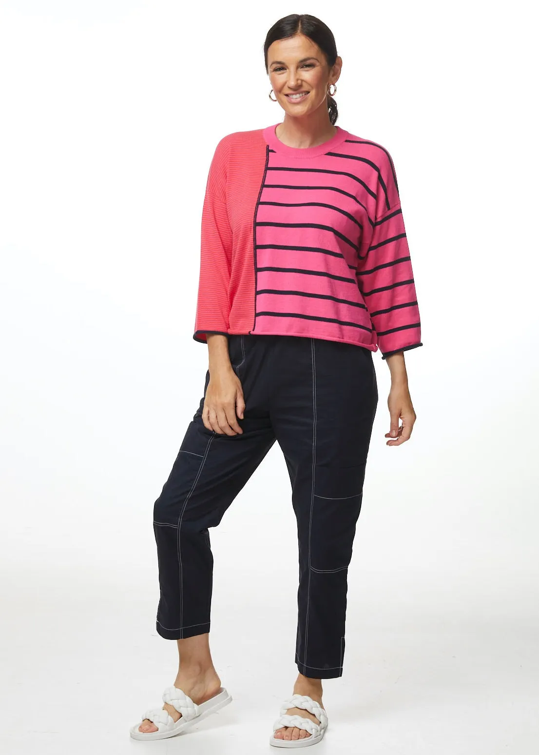 LD & Co - Stripe Detail Top - Fuchsia - LC5567