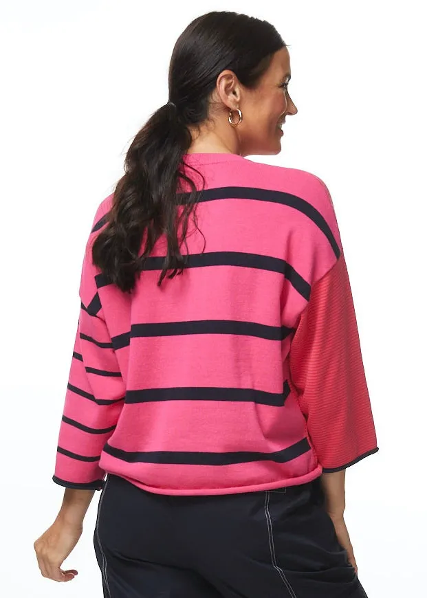 LD & Co - Stripe Detail Top - Fuchsia - LC5567