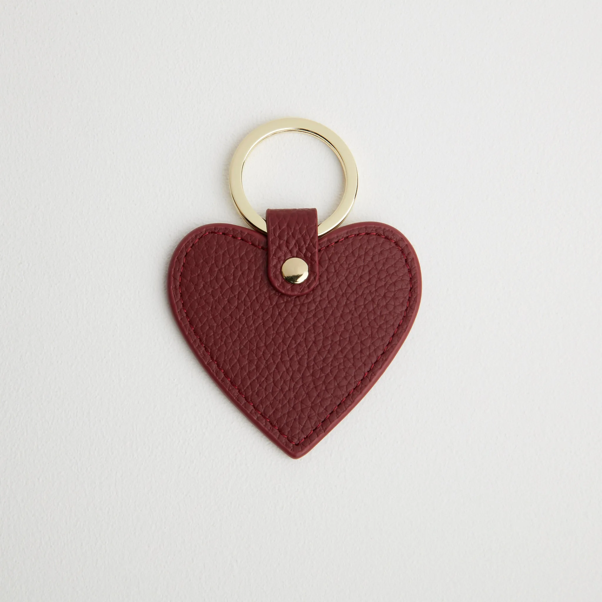 Leather Heart Keyring - Gold Hardware