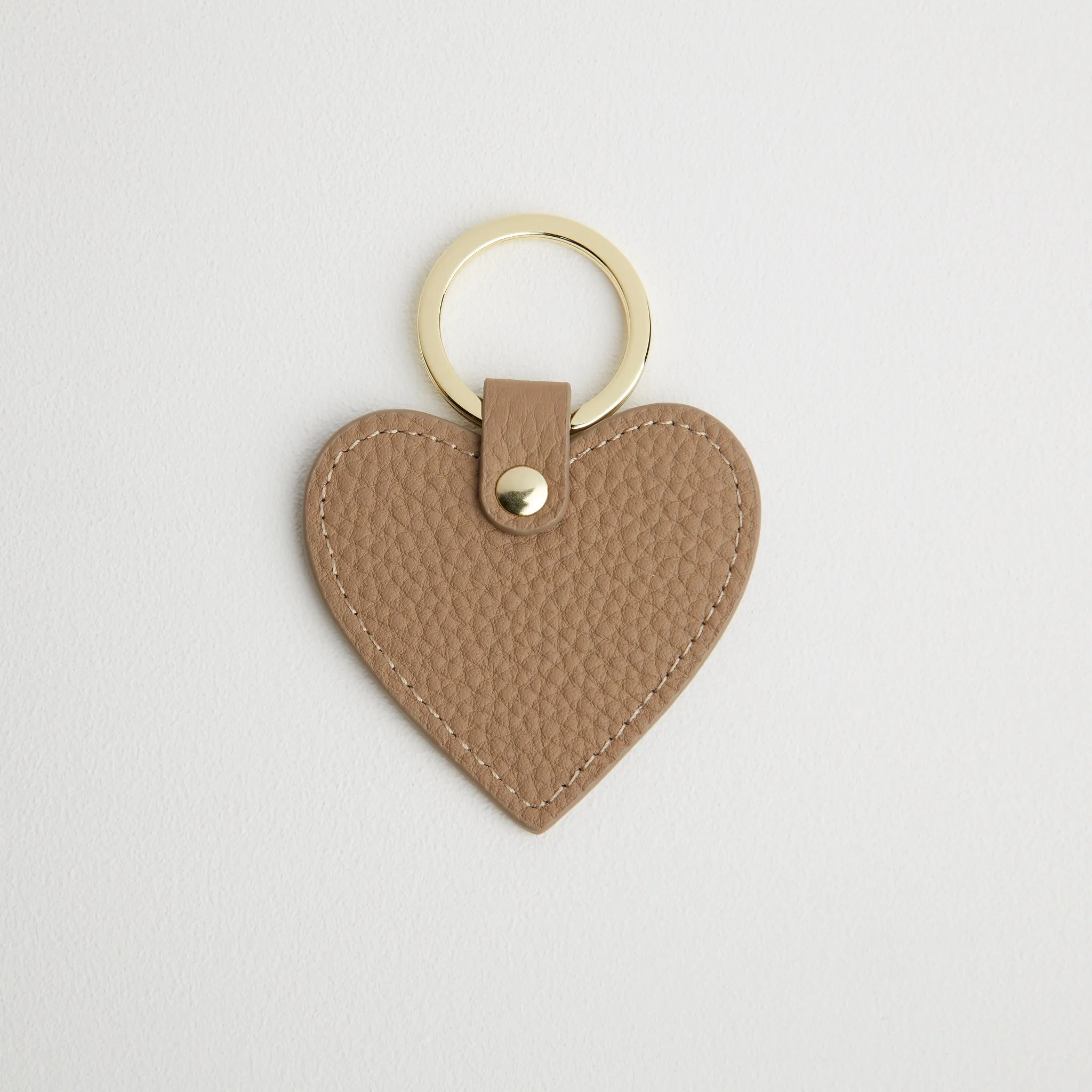 Leather Heart Keyring - Gold Hardware