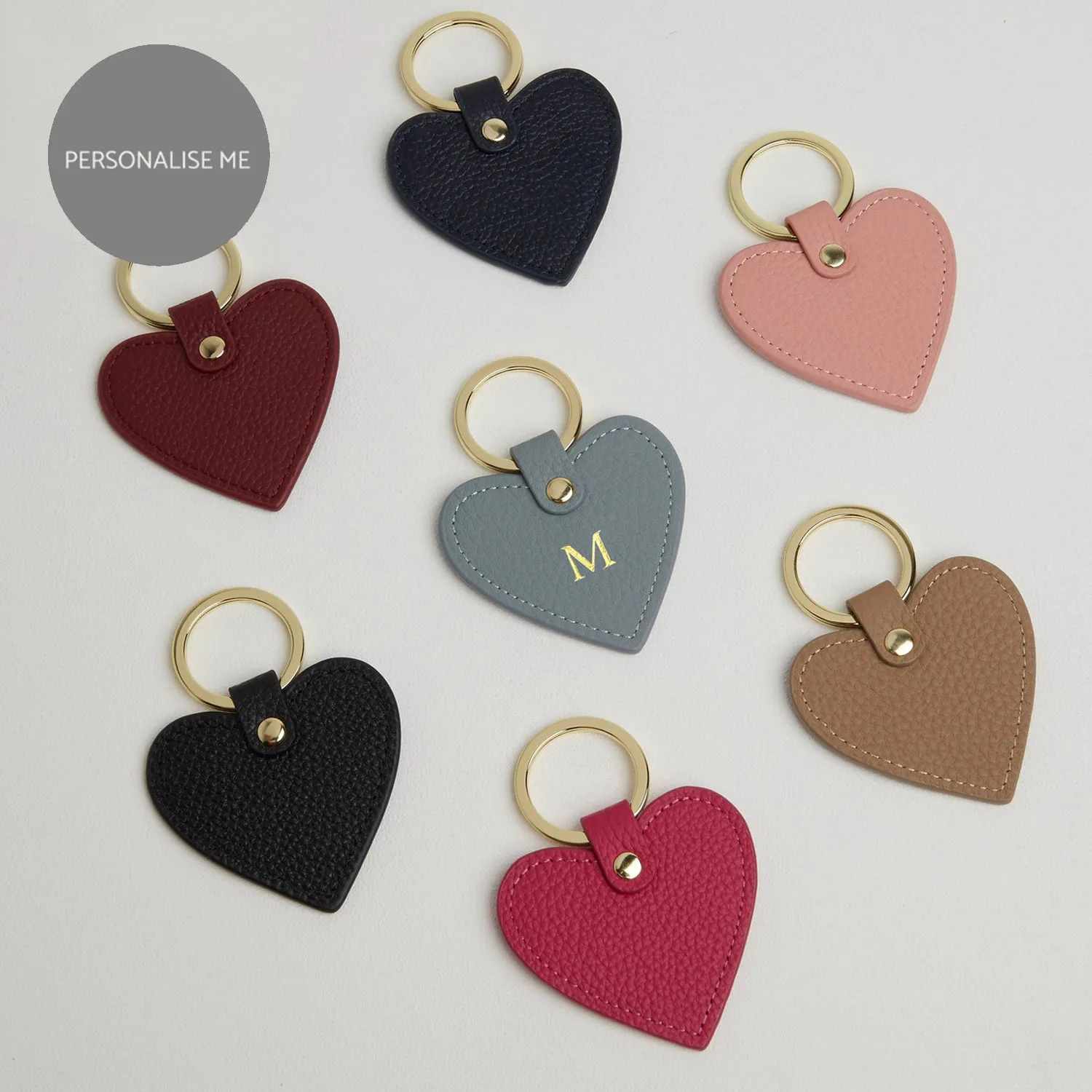 Leather Heart Keyring - Gold Hardware