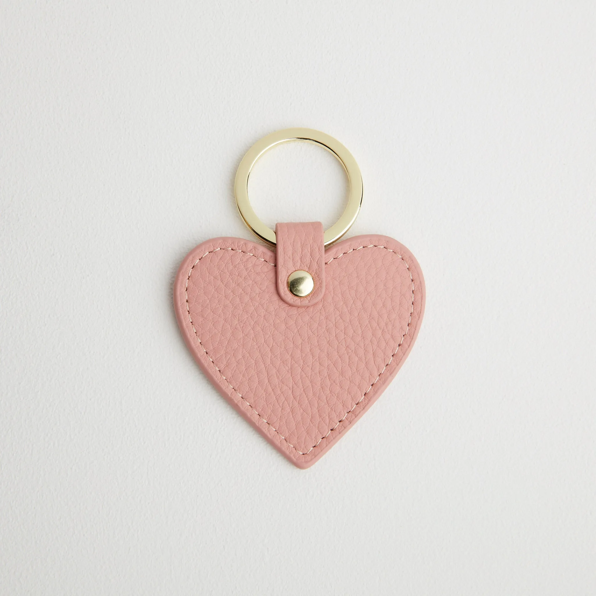 Leather Heart Keyring - Gold Hardware