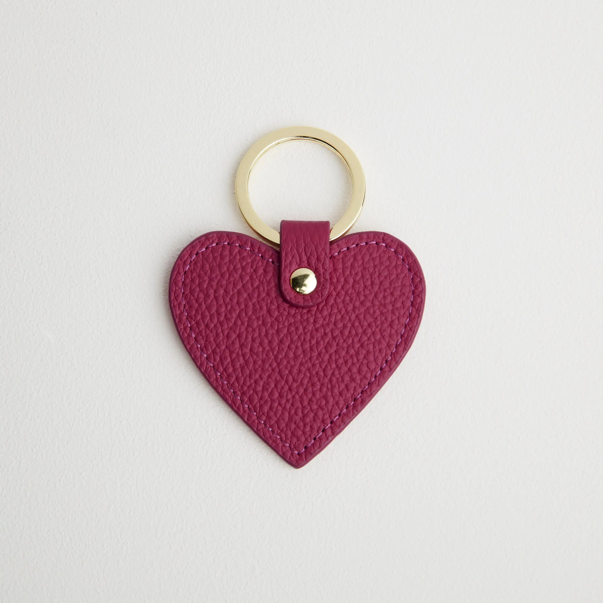 Leather Heart Keyring - Gold Hardware