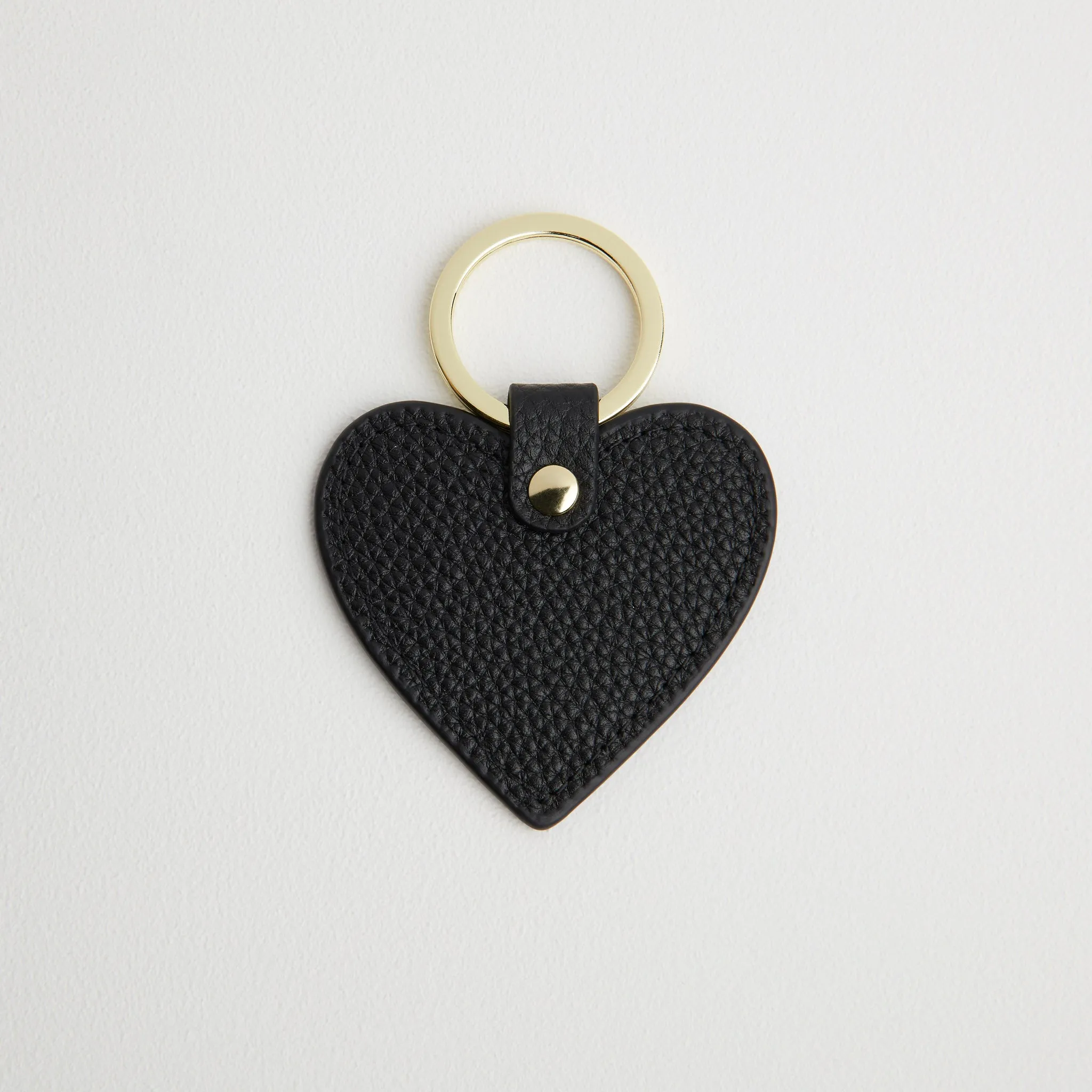 Leather Heart Keyring - Gold Hardware