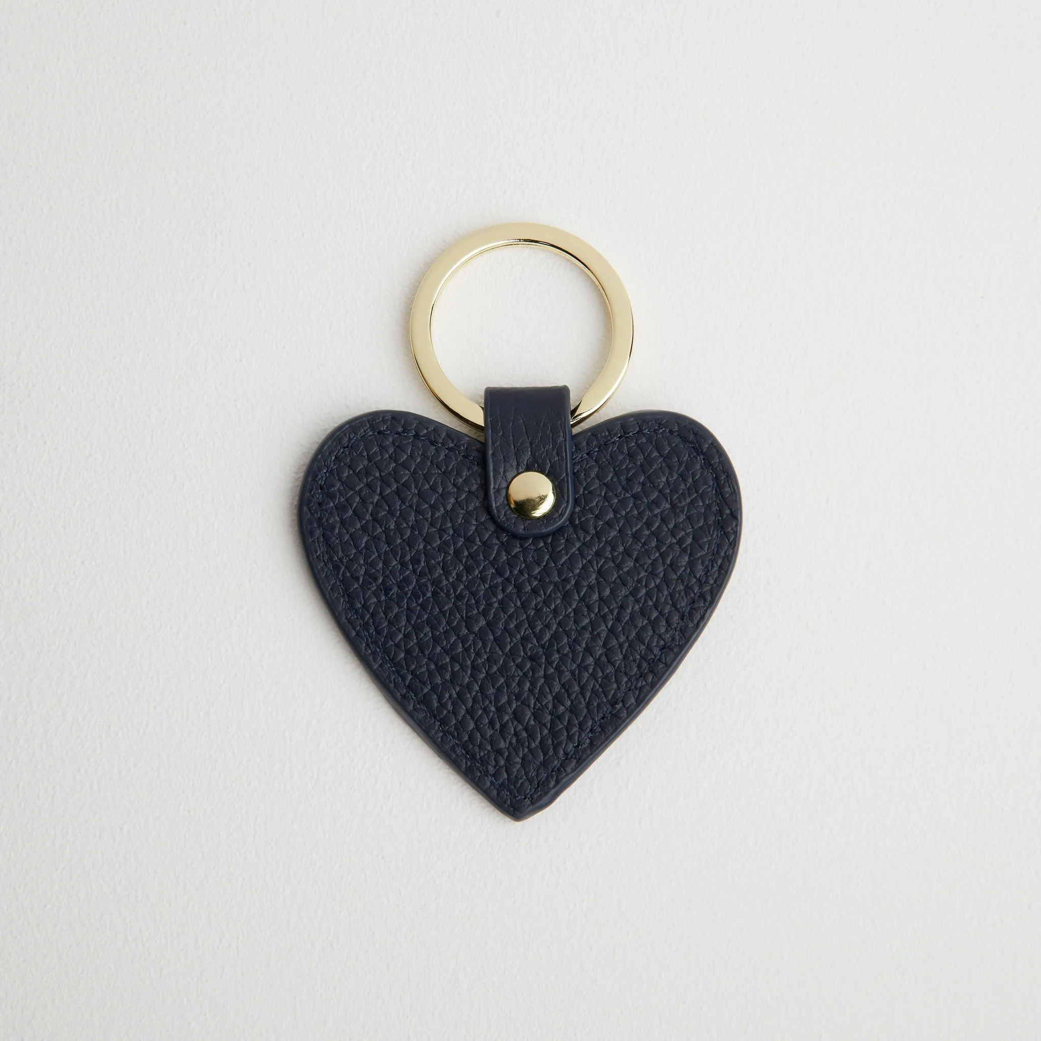 Leather Heart Keyring - Gold Hardware