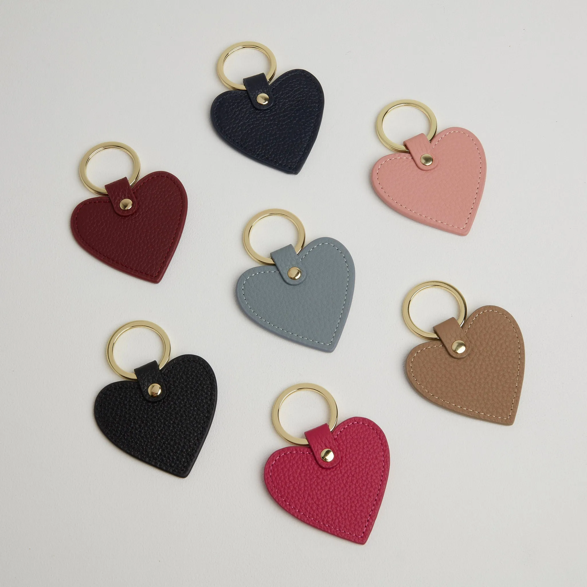 Leather Heart Keyring - Gold Hardware