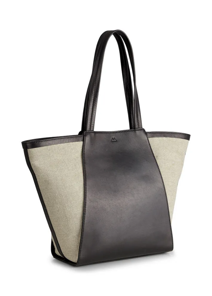 Markberg Blaise Shopper - Canvas Mix - Sort og offwhite