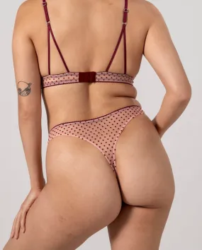 Mesh Thong Pale Pink/Burgundy