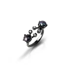 Mini Pearl Ring [Black gold]