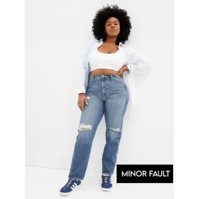 (Minor Fault) High Rise Destructed Mom Jeans