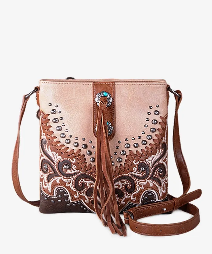 Montana West Embroidered Studed Crossbody