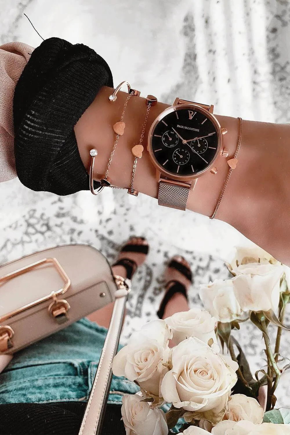 Multifunctional Rose Gold Black Mesh