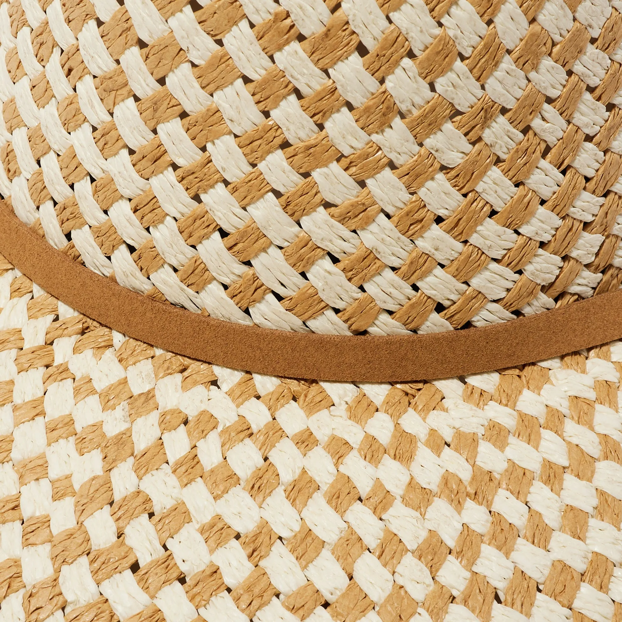 NATURAL STRAW CHECKERED HAT