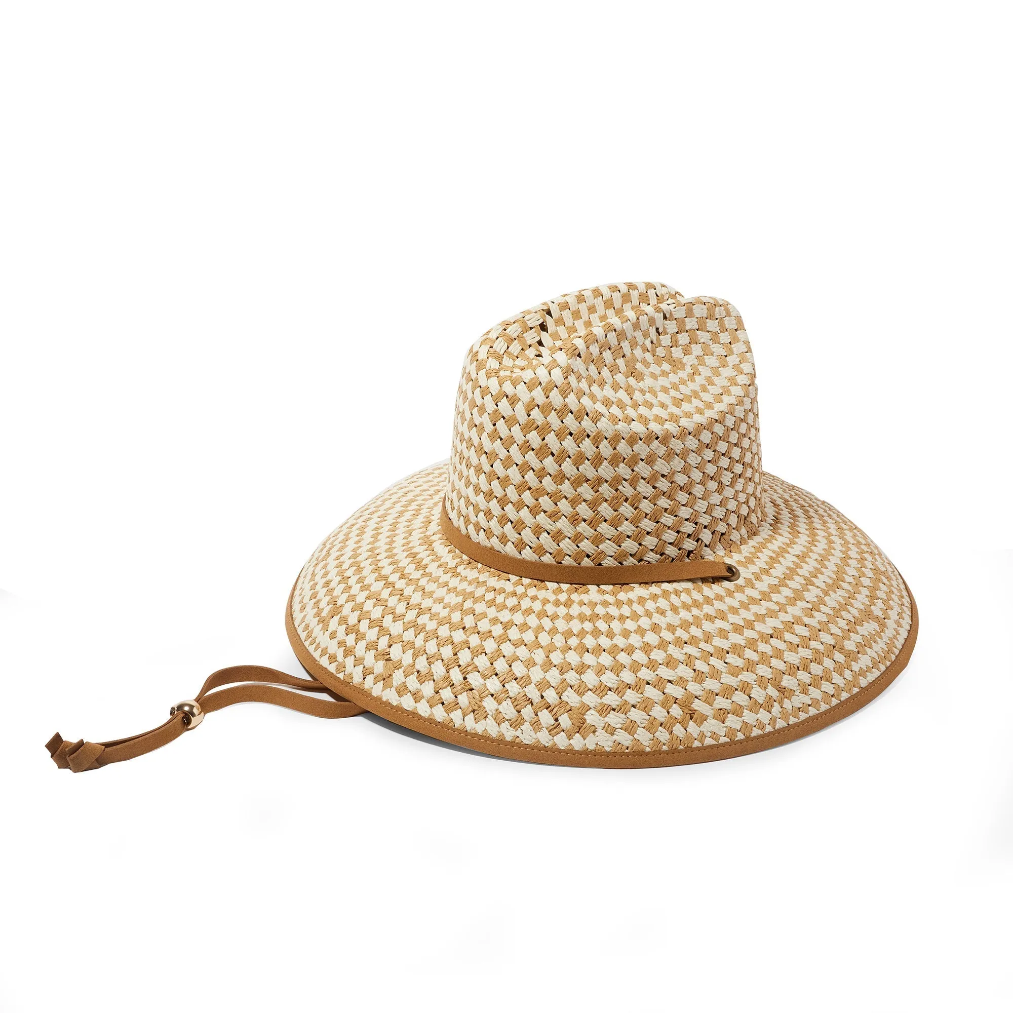 NATURAL STRAW CHECKERED HAT