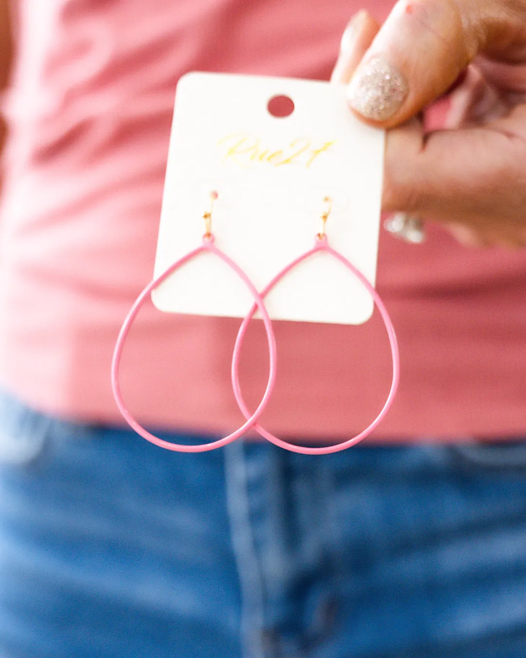 NEW! Color Coated Teardrop Earrings - Pink