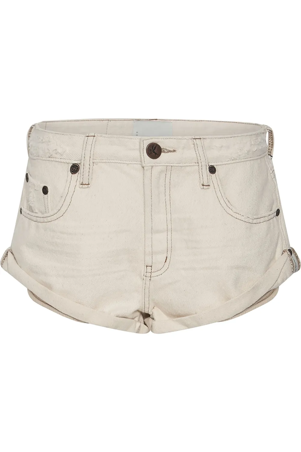 One Teaspoon Low Waist Bandit Denim Short in Natural