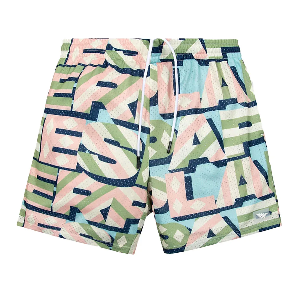 Paper Planes Diamond and Stripes Mesh Shorts