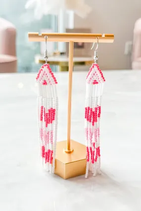 Pink Cascade Beaded Earrings