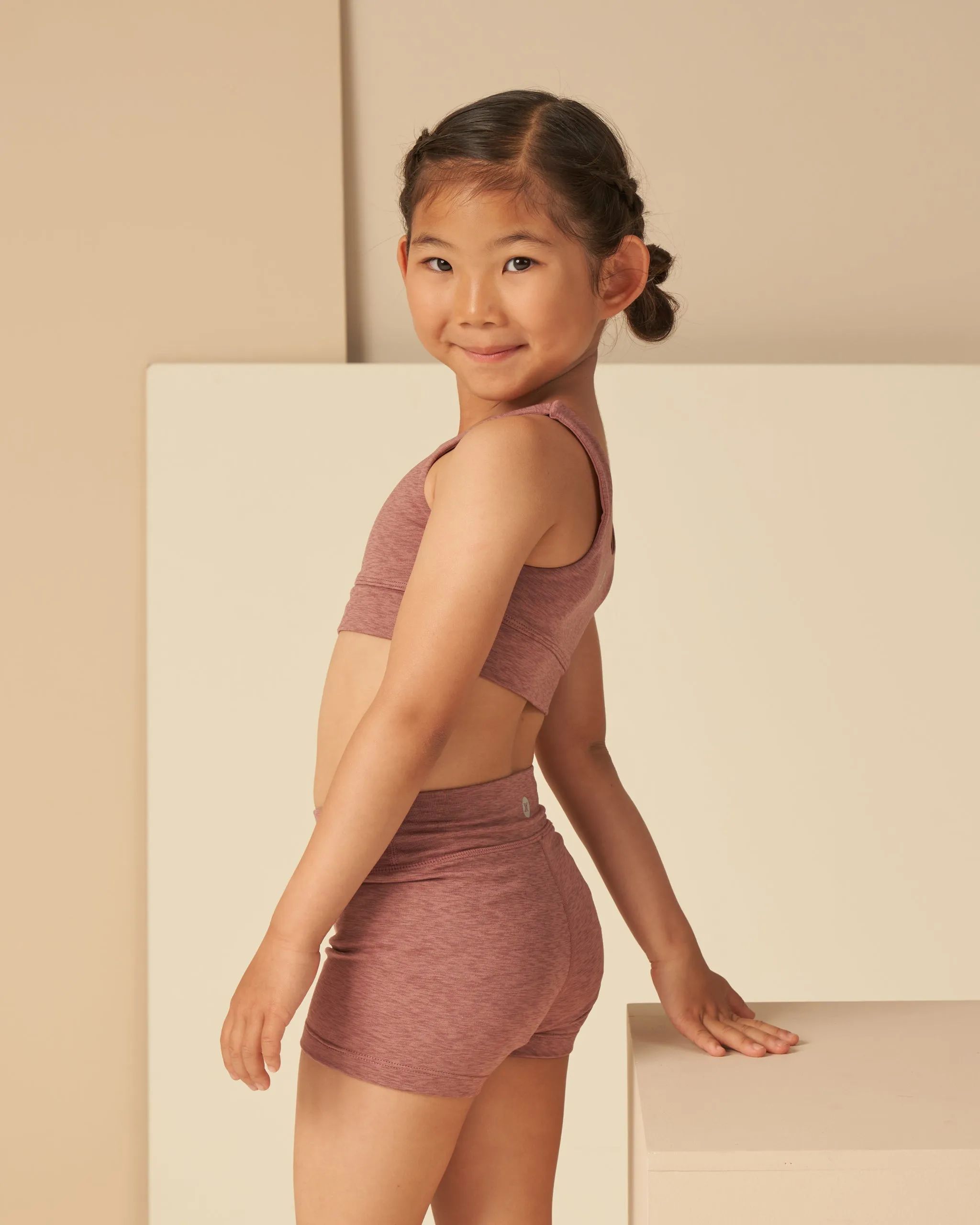 Play by Rylee & Cru Shortie Short - Heathered Mulberry