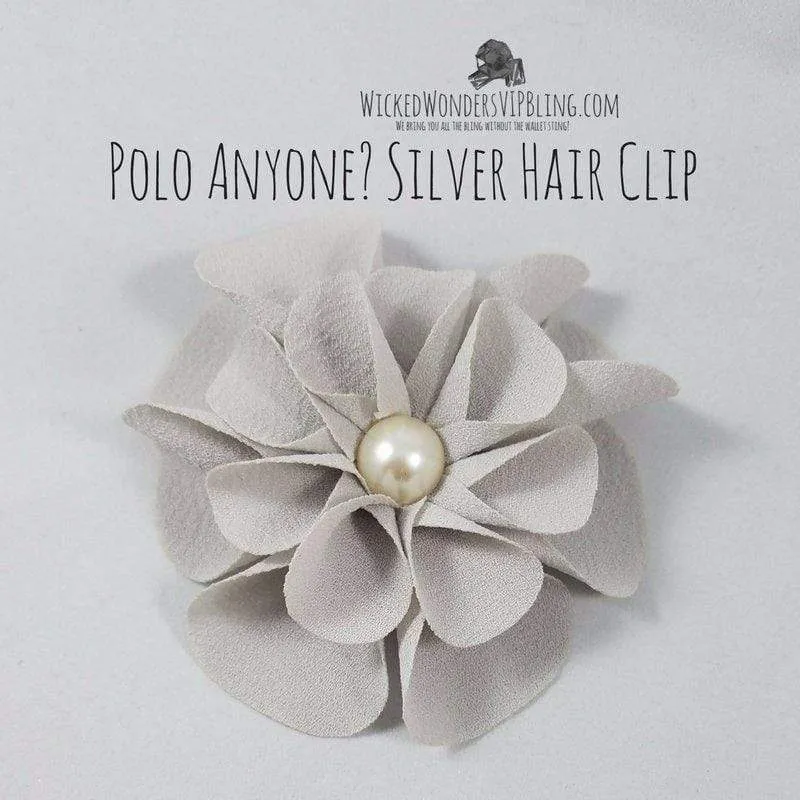 Polo Anyone? Silver Hair Clip