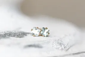 Princess Cut Aquamarine Studs