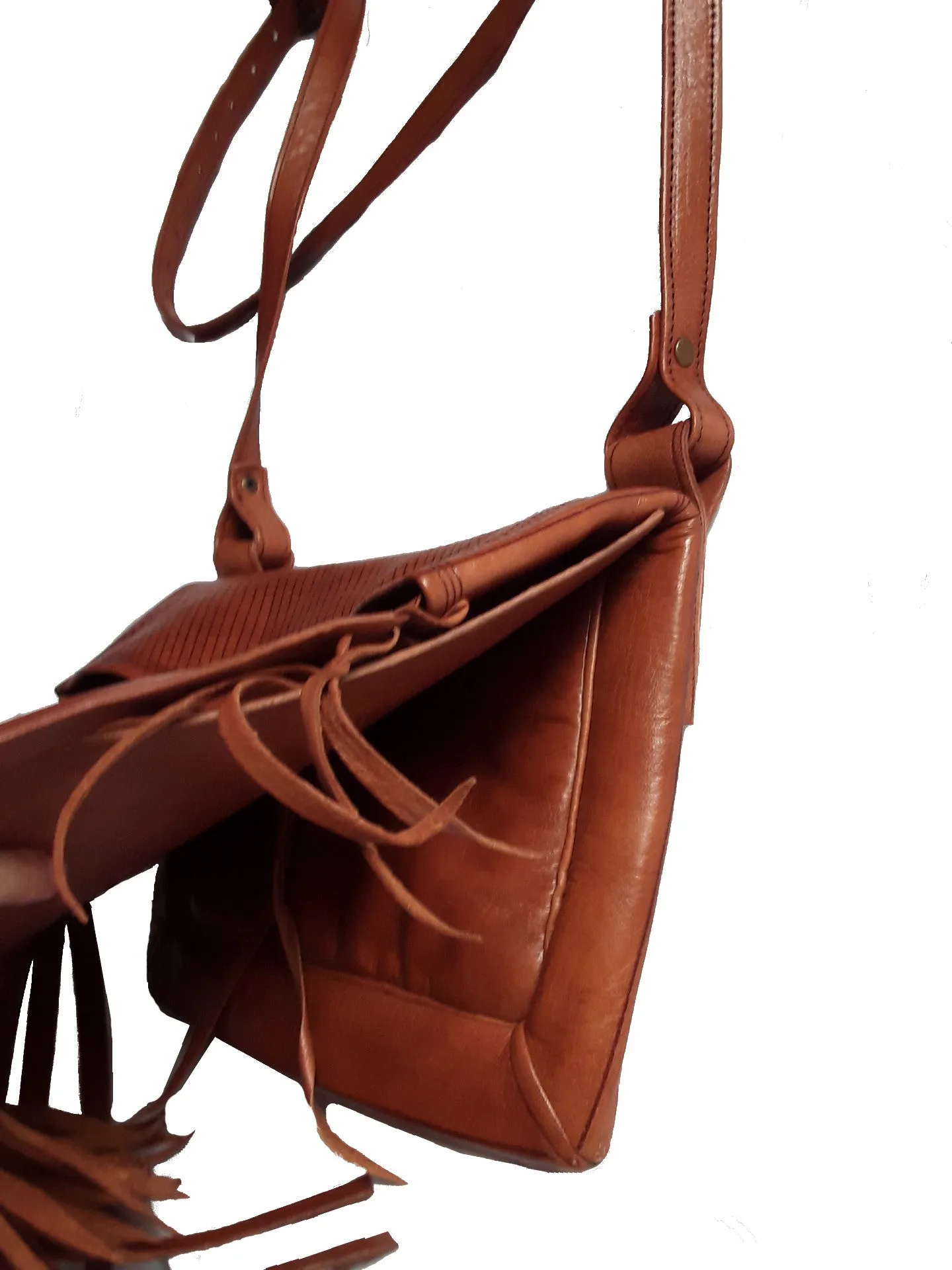 Rebel Leather Messenger/Crossbody Bag - Tan - Embossed - Simple