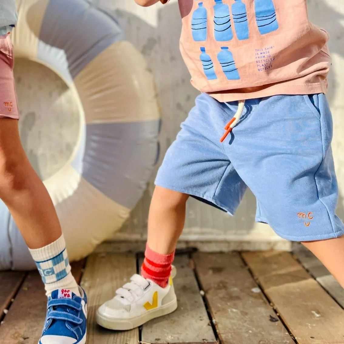 Recycled Faded Denim Kid Shorts