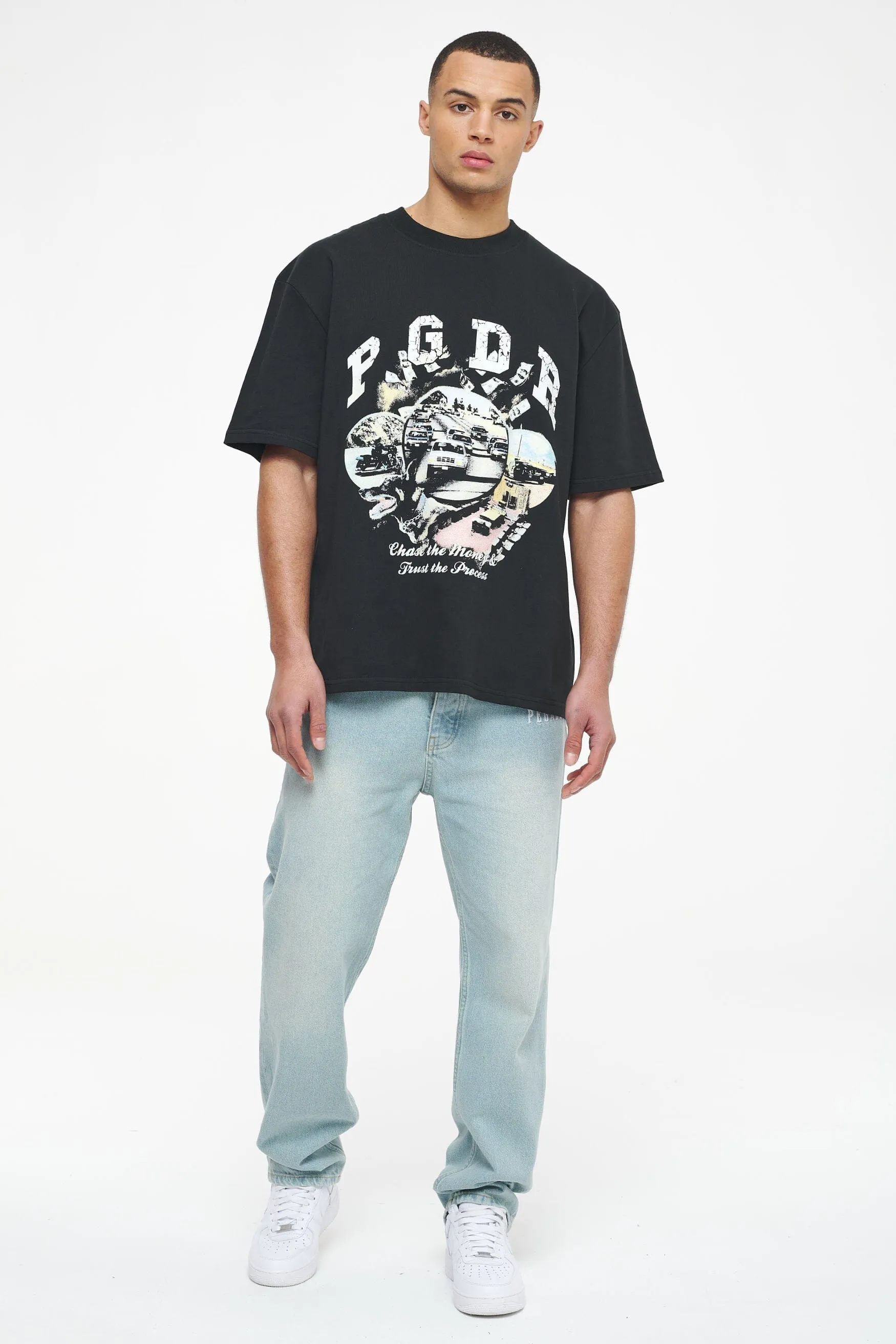 Reid Oversized Tee Vintage Washed Black Ink