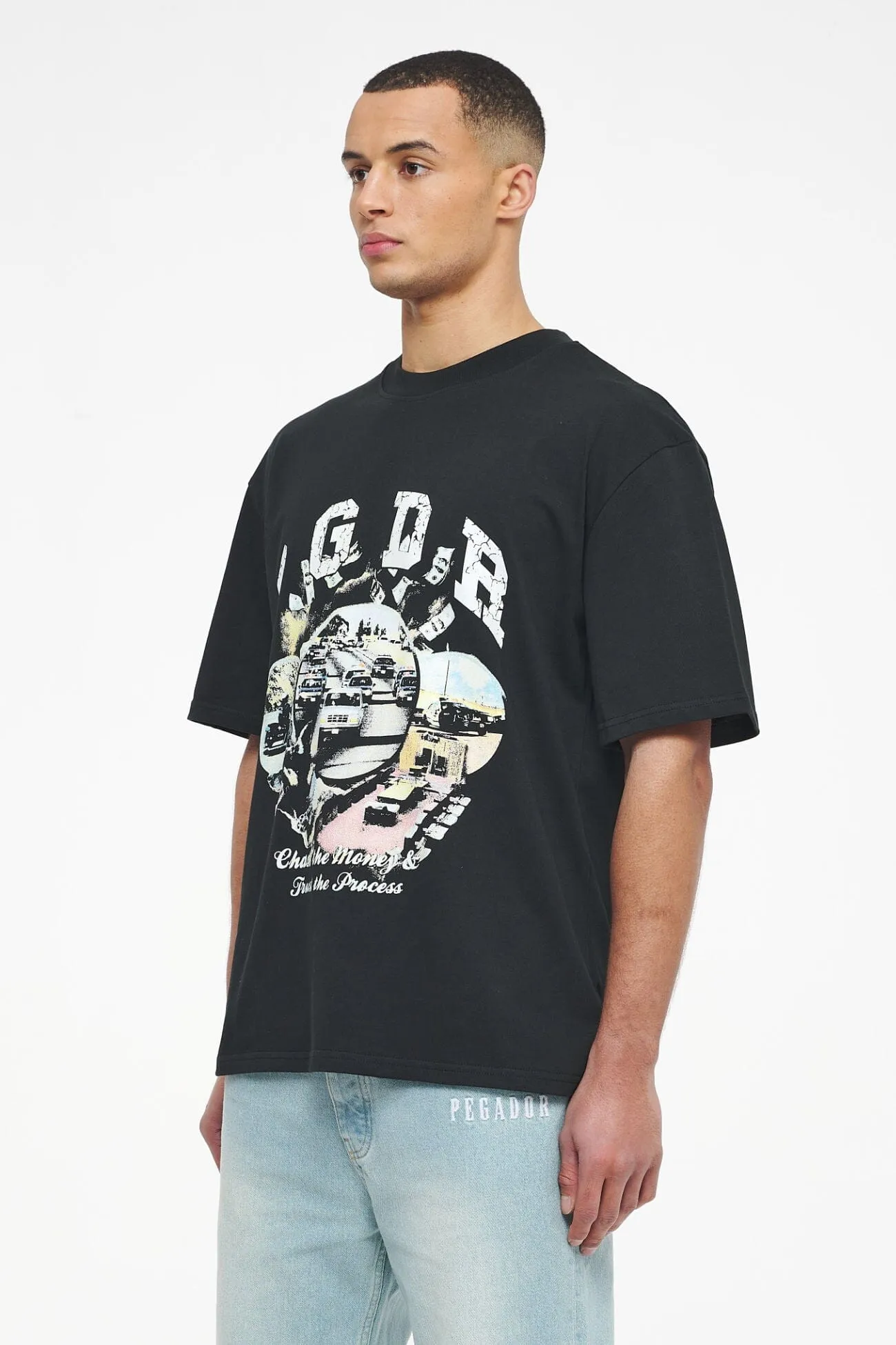 Reid Oversized Tee Vintage Washed Black Ink