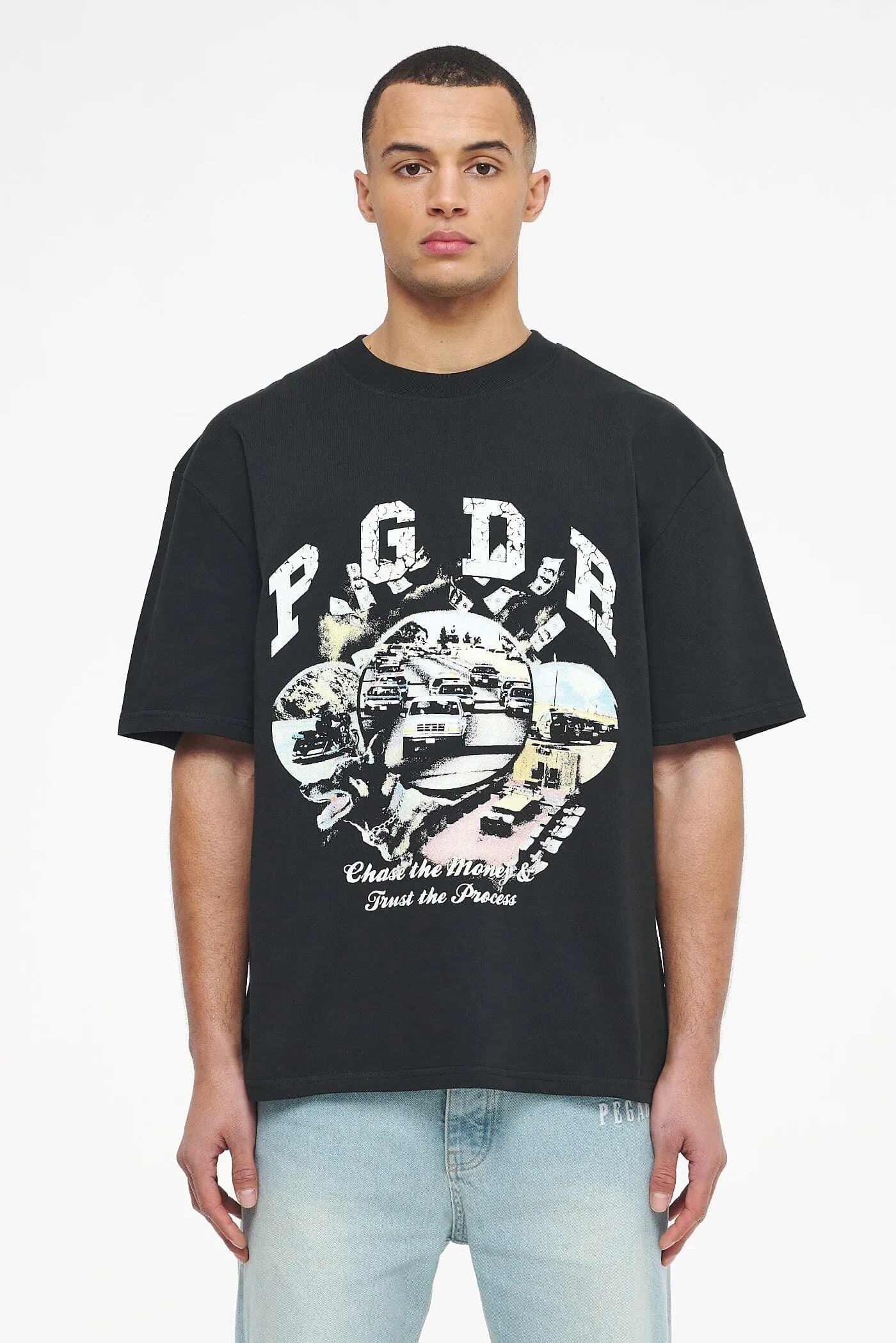 Reid Oversized Tee Vintage Washed Black Ink