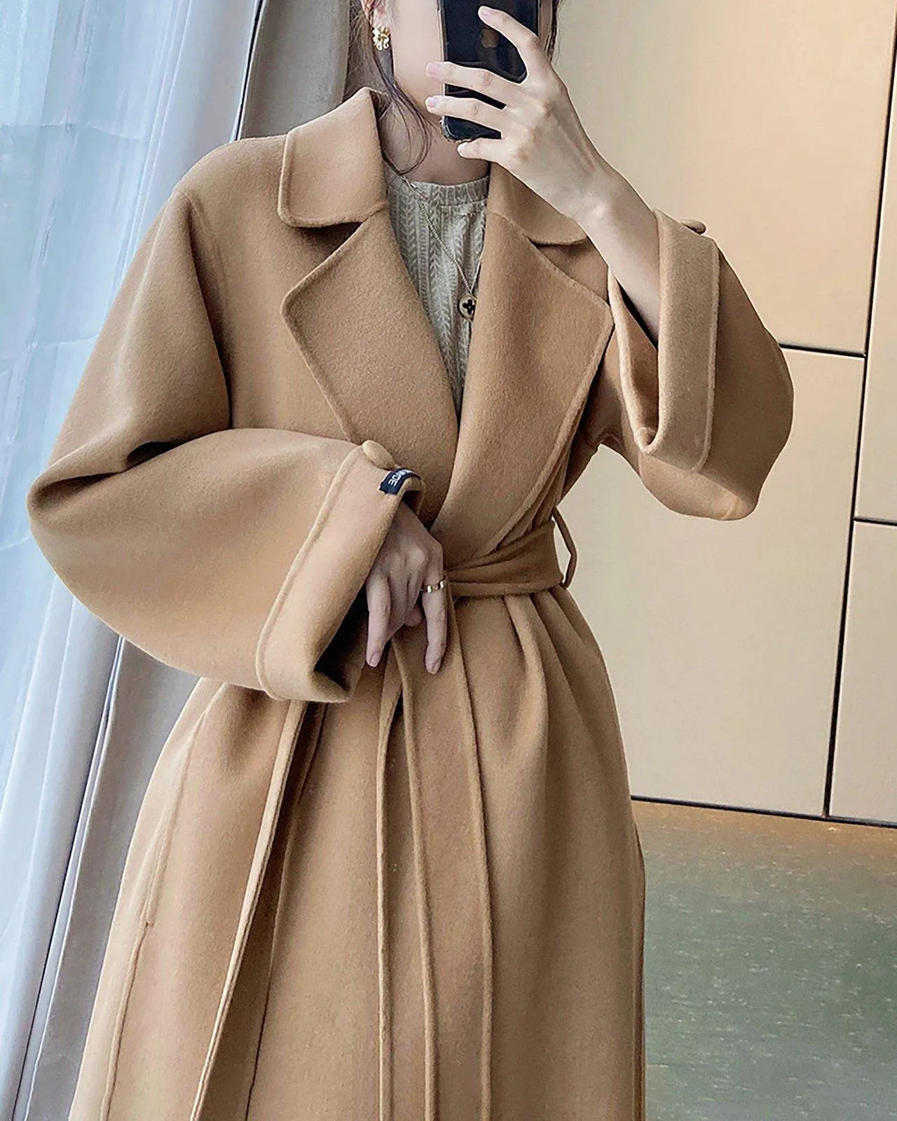 Relaxed Belted Double Face Wool Coat