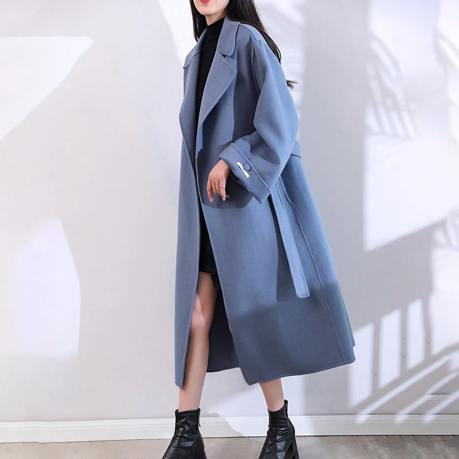 Relaxed Belted Double Face Wool Coat