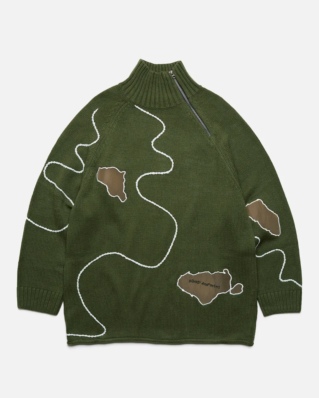 Relief High Neck Knit - Olive Leaf