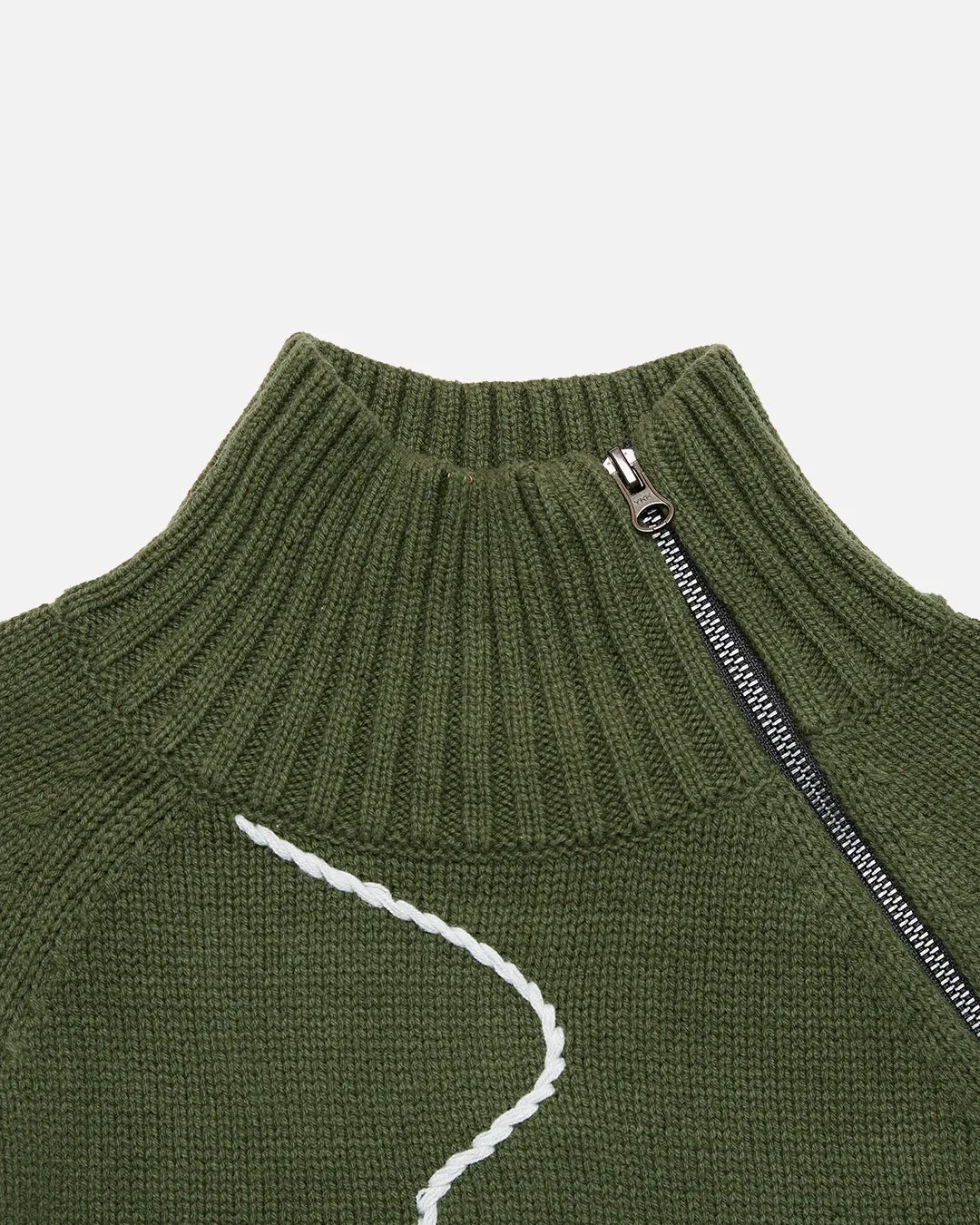 Relief High Neck Knit - Olive Leaf