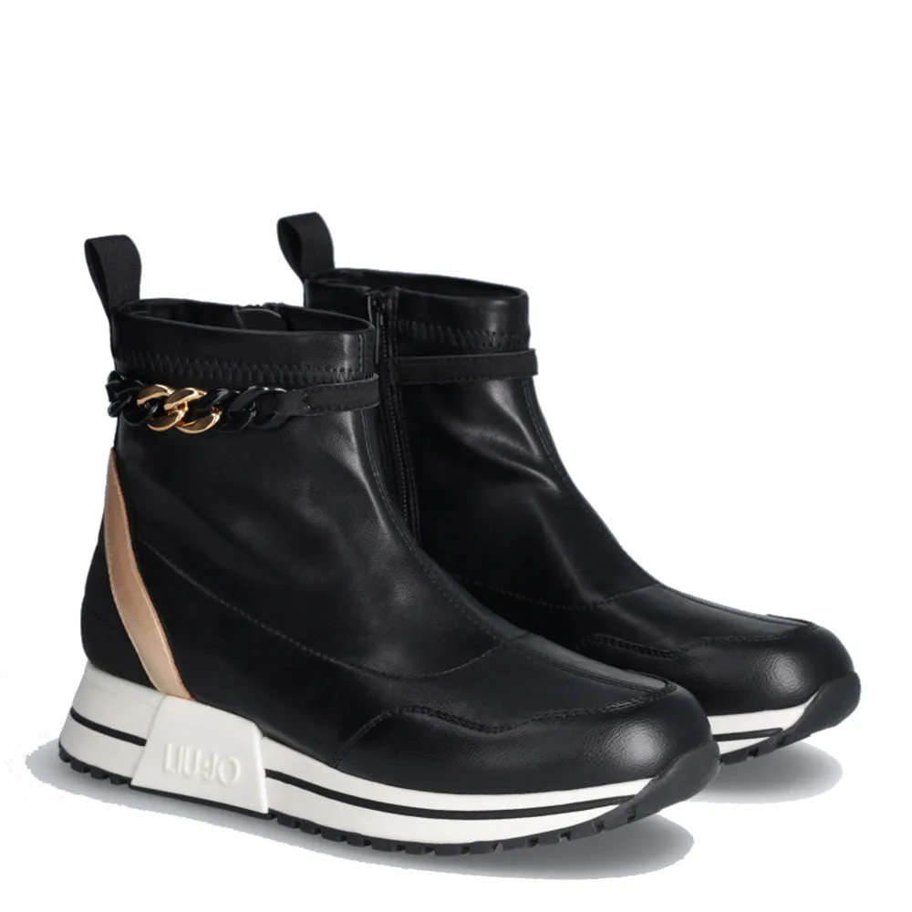 Scarpe LIU JO Kiss 637 Sneakers Boots in Tessuto Stretch con Catena