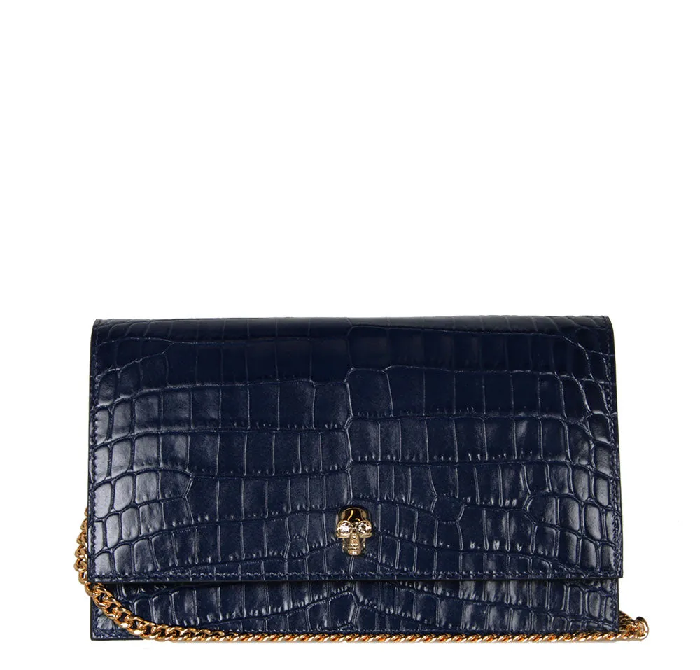 Skull Medium Bag Croc, Navy