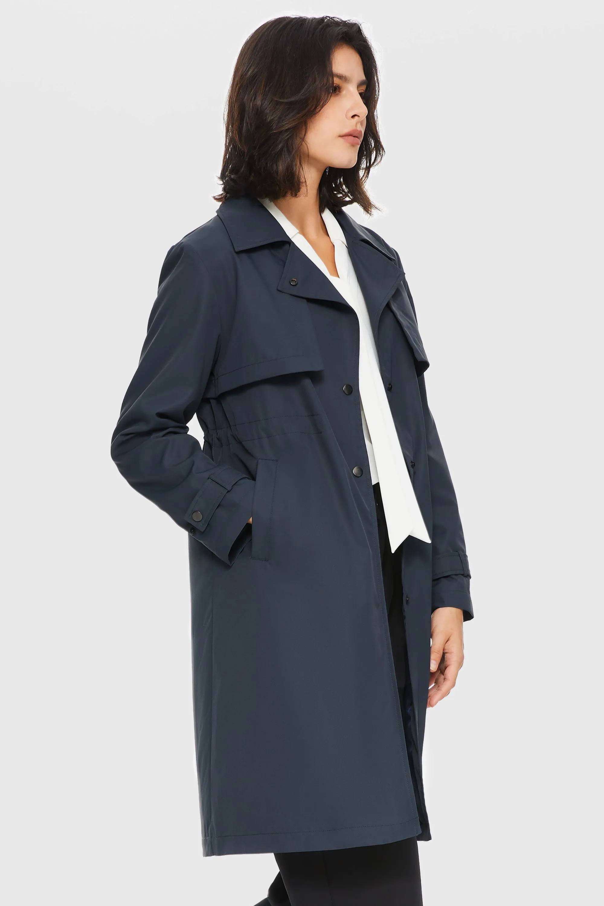 Slit Back Hem Breasted Trench Coat