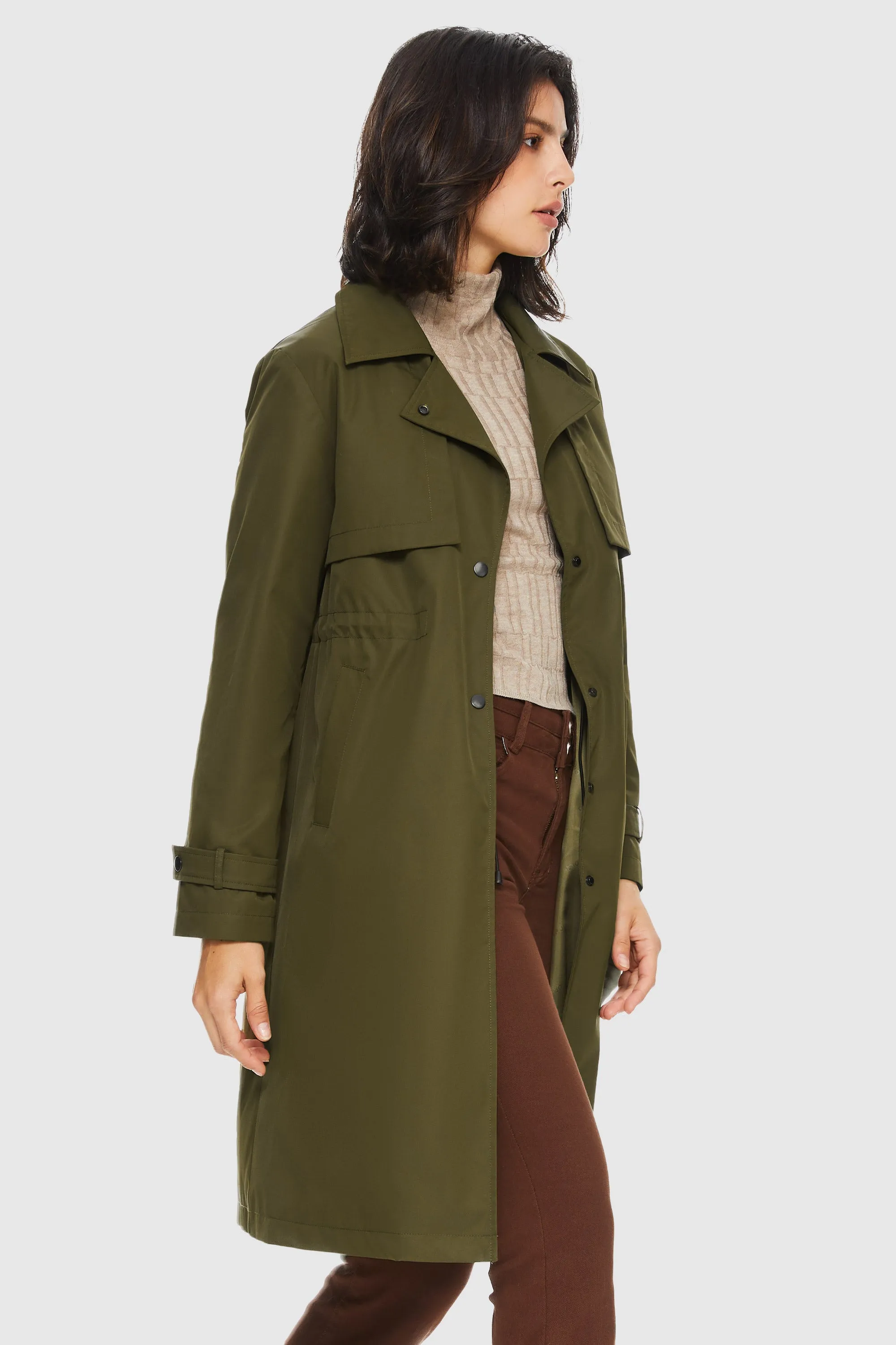 Slit Back Hem Breasted Trench Coat